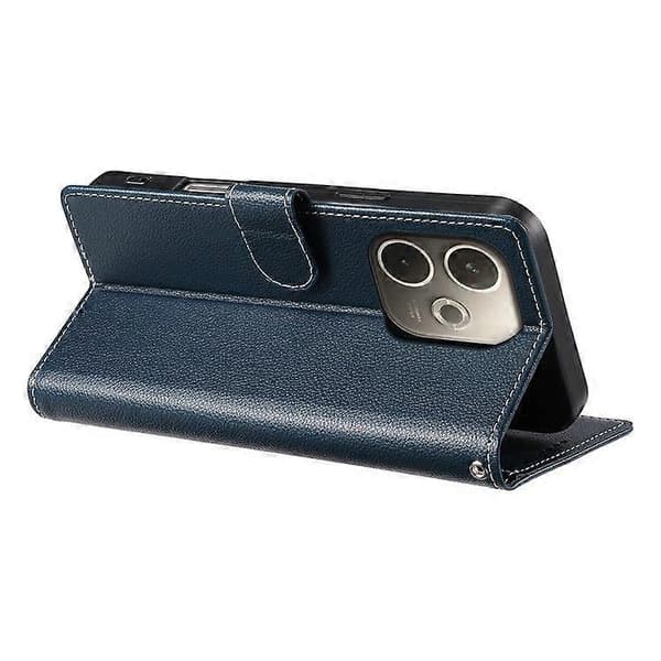 För Oppo A5 Pro 5G Ställfodral Lädertextur Plånboksfodral Magnetlås [DB] Dark Blue