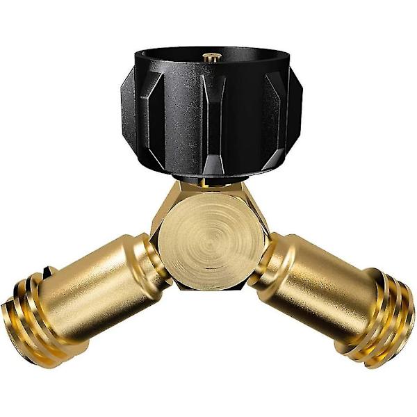 Propangas Y-splitter, Propangasadapter 2-vejsventil til en 20lb Lp-gascylinder, der forbinder 2 apparater, Bbq-grill, varmeapparat, komfurer og mere  [dB}