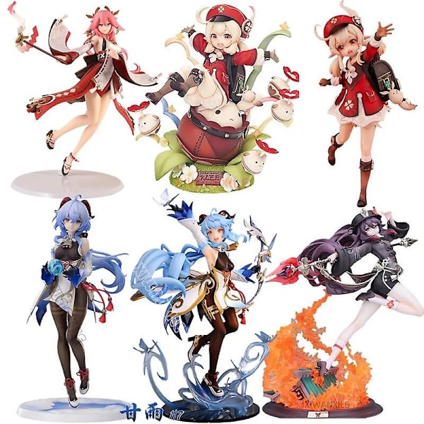 17cm Genshin Impact Klee Hibana Knight Anime Figur Ganyu/keqing/paimon Action Figur Yae Miko/hu Tao Figurine Model Doll Legetøj Db 7pcs Per Set 7cm