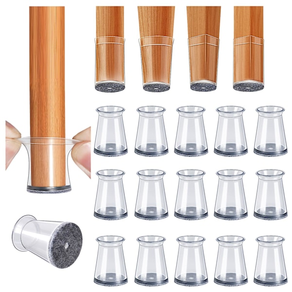 28-pack Silikon Stolsbenskydd, Barstolsbenskydd, Möbelskydd Stolsbensöverdrag för Hårdträgolv [DB] transparent L