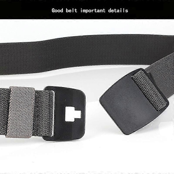 Herre Stretch Bælte Usynligt Casual Web Bælte Hurtig Udløsning Fladt Plastspænde db Black