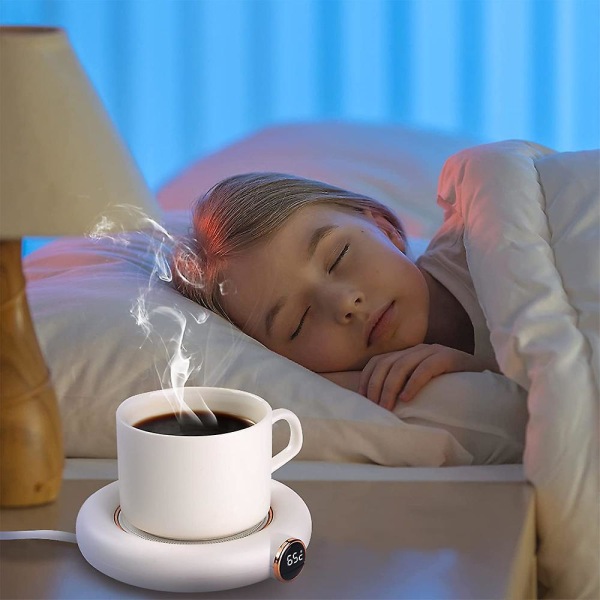 Bærbar USB-oppladbar kaffekrusvarmer med automatisk avstenging Sikkerhetsfunksjon Elektrisk drikkevarmer med tre temperaturinnstillinger [DB] White