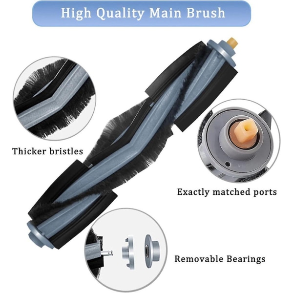 Tilbehørssett for Ecovacs Deebot T20 Omni, reservedeler for Ecovacs Deebot T20 E Omni støvsuger hovedbørste [DB] White