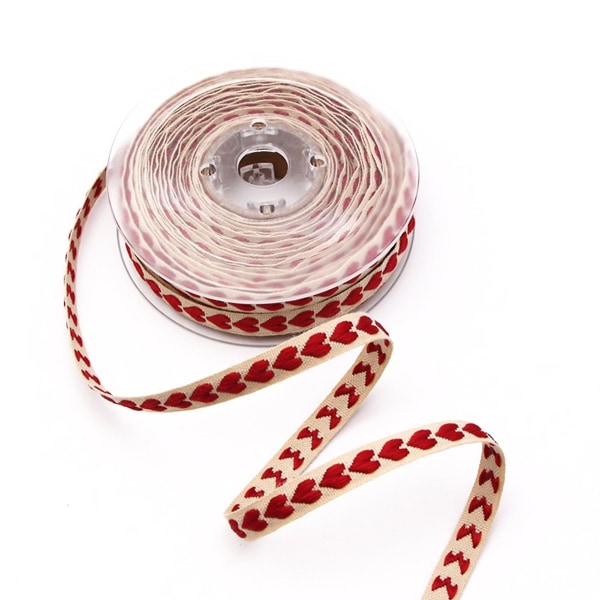 1 rull Dekorativt flerbruksbånd Dekor Polyester Romantisk hjertemønster Presentbånd til hjemmet Jikaix Red