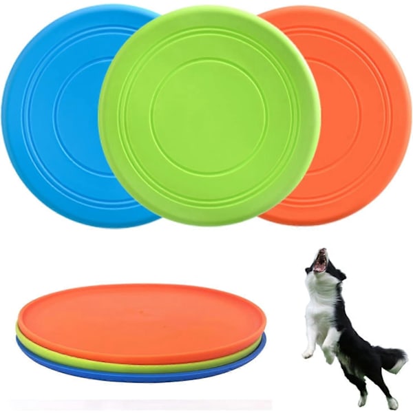 Hundefrisbee, 3-pakning Hundeflyger Hundeleke, Hund Myk Gummi Interaktiv Lettvekt Frisbee Hundeleke for Små Store Hunder - Flyter i Vann db