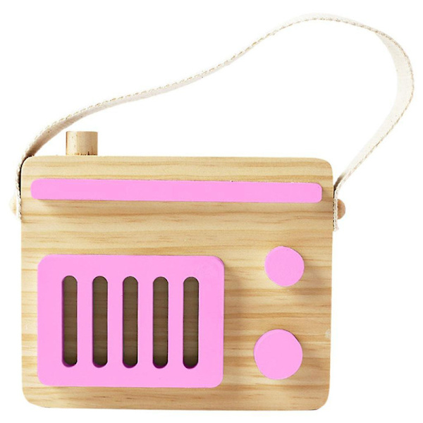 Baby Toy Trä Mini Radio Leksak Lärande Foto Rekvisita Rum Dekor För Pojkar Flickor Vit db pink 17x14cm
