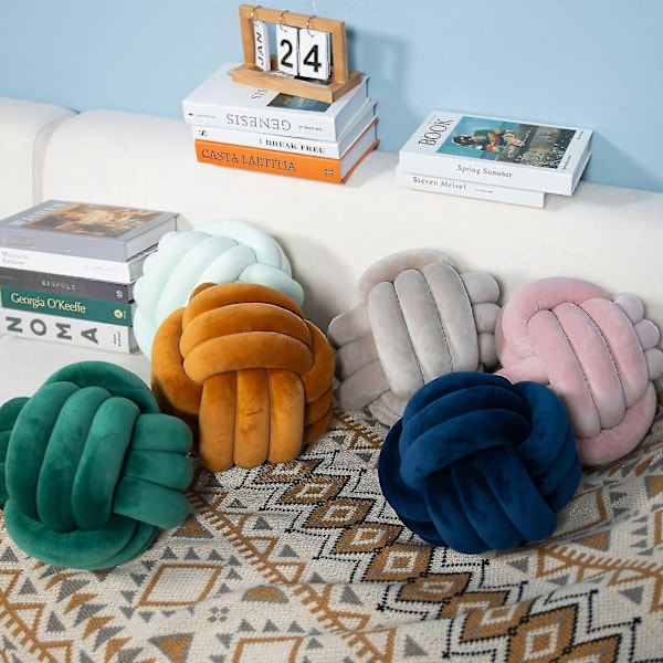 Knot Ball Knot Ball Pute Nappe Plysj Dekorativ Kaste DB dark green 20cm