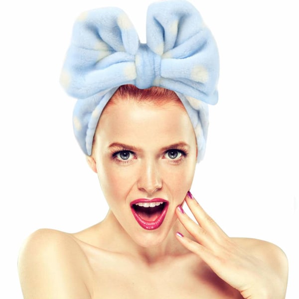 Kosmeettinen hiuspanta kasvojen pesuun Suihkukylpyläpääpanta Säädettävä joustava Bowknot-hiuspanta (sininen)