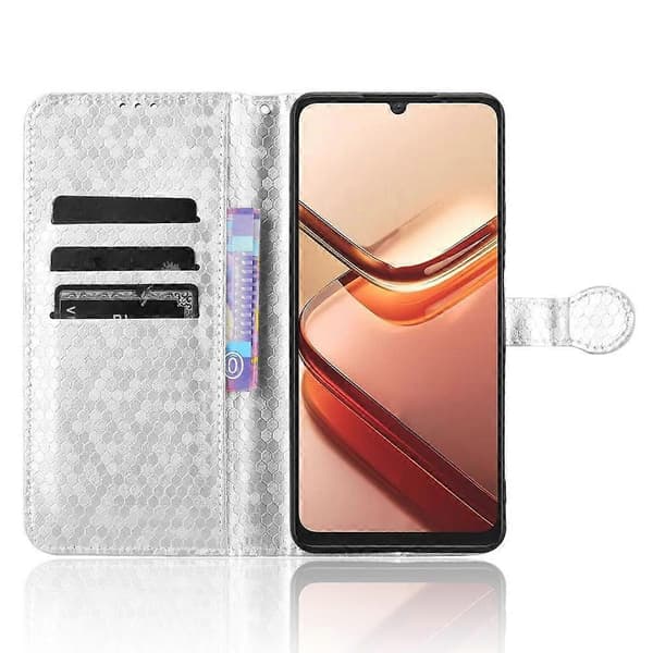 Honeycomb Dot Textur Läder Telefonfodral För Doogee Note 58 / Note 58 Pro [DB] Silver