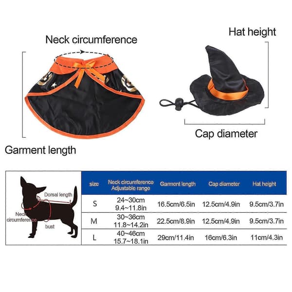 Halloween kostumesæt til kæledyr, behagelig sort polyester til fest, hundekosplay, hvalpetilbehør, hat[DB] L