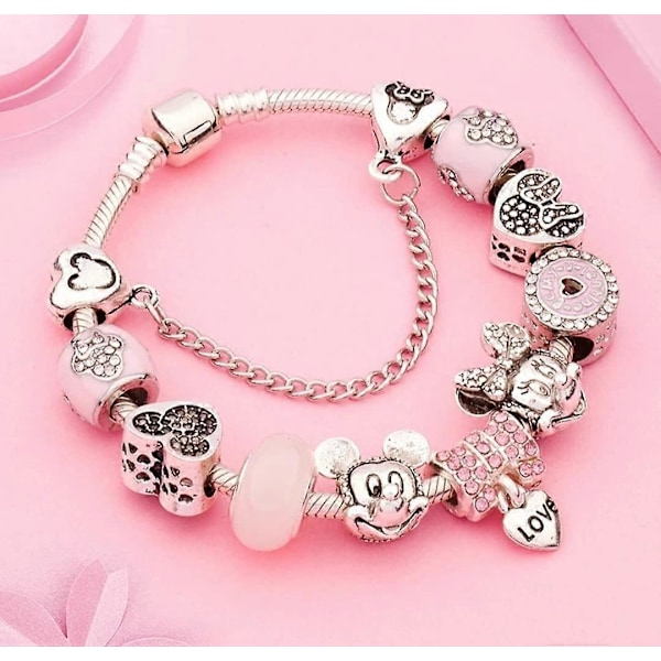Naisten Korut Kultainen Rannekoru Pandora-Inspiroitu Tyyli Ruusukultaisella Värillä 19CM Sydänriipukset, Rannekorut Y2K, Käsikorut, Rannekoru Naisille db Pink Mouse