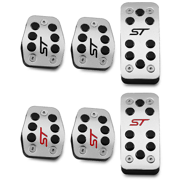 Aluminium Aolly Bilgaspedaler Bromspedal Kopplingspedaler för Ford Focus 2 Focus 3 Kuga Escape St 2009-2017 [DB] Red ST 3Pcs MT