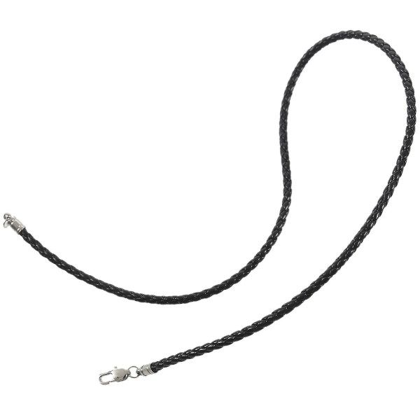 Halsband för män - 3 mm sladd - Läder - Rostfritt stål - För män - Färg Svart Silver - Med