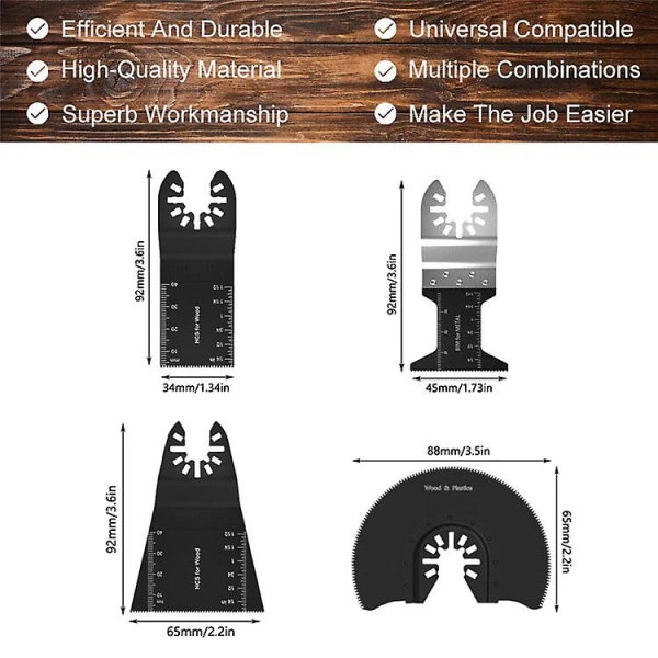 Hurtigutløselig oscillerende multiverktøy tilbehørssett, universelle sagblad (66 stk)