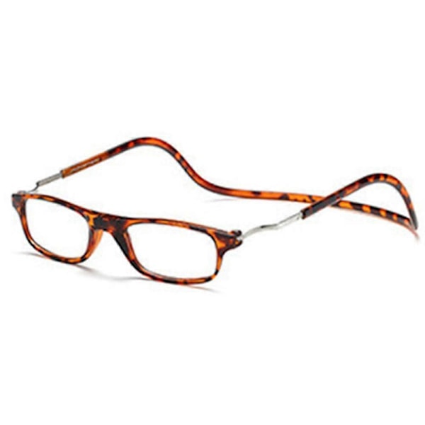 2025 Hängande Vikbara Magnetiska Läsglasögon Glasögon Front Click Connect Nacke NY [DB] 100 TORTOISESHELL