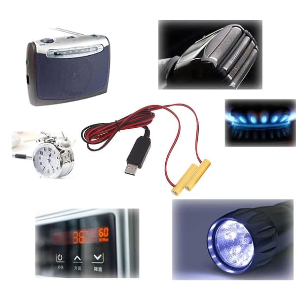 USB AAA Batteri Eliminator Strømforsyningsadapter, 1.5V 3V 4.5V 6V for AAA LR03 {db} 6V