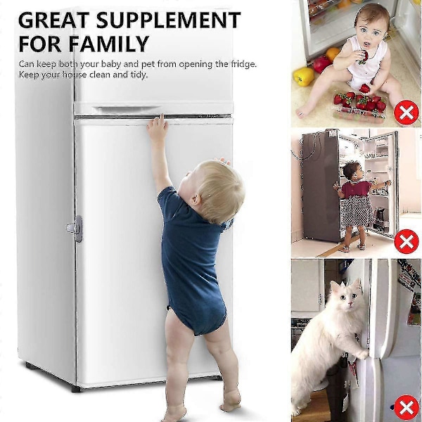 Jääkaapin lukko, jääkaappipakastimen oven lukko vahvalla liimalla [db] Grey