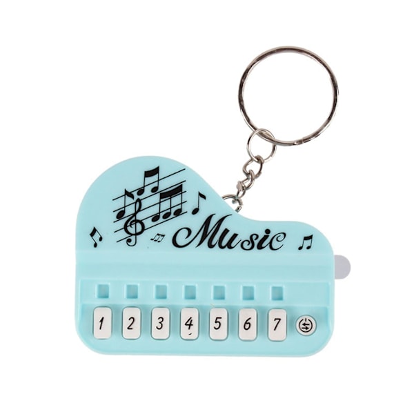 Nøkkelringanheng Mini Elektronisk Pianoform 8 Tangenter Lys Musikk Tegneserie Par Anheng Utsøkt Nøkkelring Morsom Bursdagsgave [DB] Blue