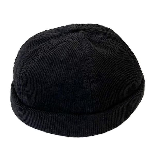 Retro Corduroyhatt utan brätte med justerbar arbetshätt Docker Cap db Black