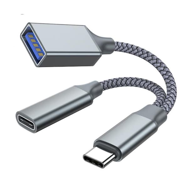 PD10W Hurtiglading USB Type-C til USB-C OTG Adapterkabel for Mobiltelefon Laptop [Db] Grey