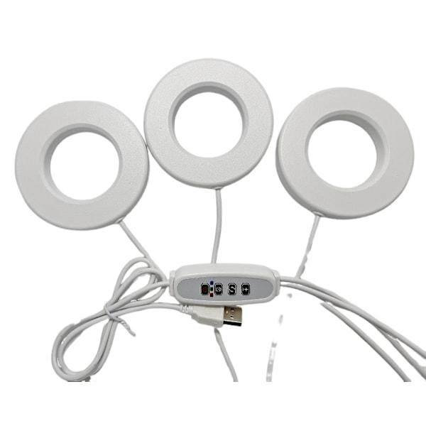 Taklampa för inomhusväxter, 48 LED-lampor med fullspektrum, med 4/8/12H automatisk omkopplare, 4 dimbara ljusstyrkor [DB] Red  blue light 3 headlights