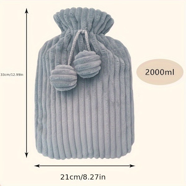Varmeflaske, Uduftet Gjenbrukbar Varmepute, Solid Håndvarmer for Smertelindring og Komfort, 2000ml Kapasitet{db} Gray 1pc