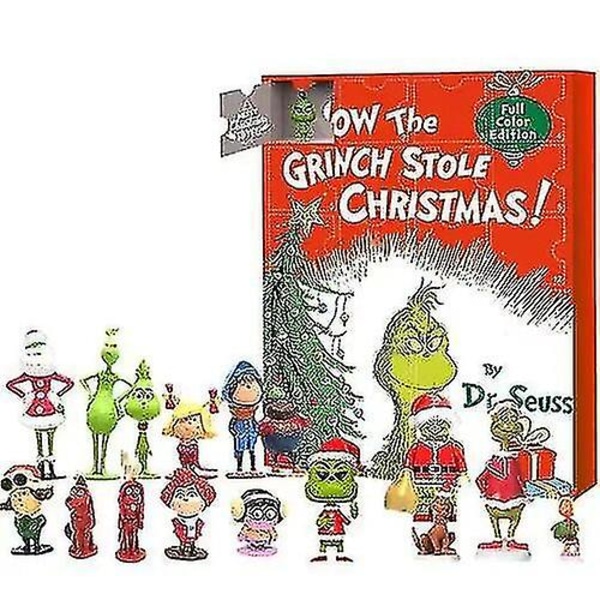 Julekalender Figurboks 24 stk Dr. Seuss Grinchen Grønn Monster Mini Liten Lekegaver {DB} Grinch F