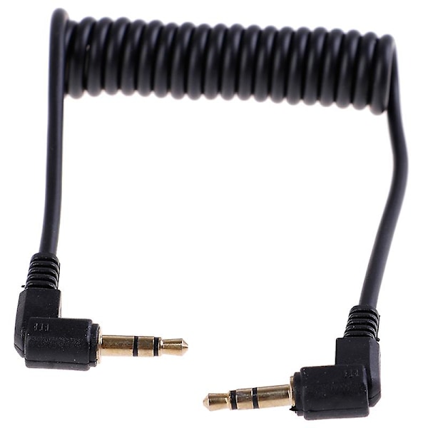 Spiralformad ljudkabel Jack Höger Vinkel 90 Grader 3,5 mm Jack Aux Sladd Kabel db Black