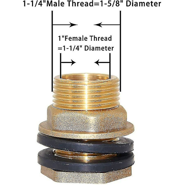 1\" Hun 1-1/4\" Han Solid Messing Vandtank Stik Muffe Tank Fitting{DB}