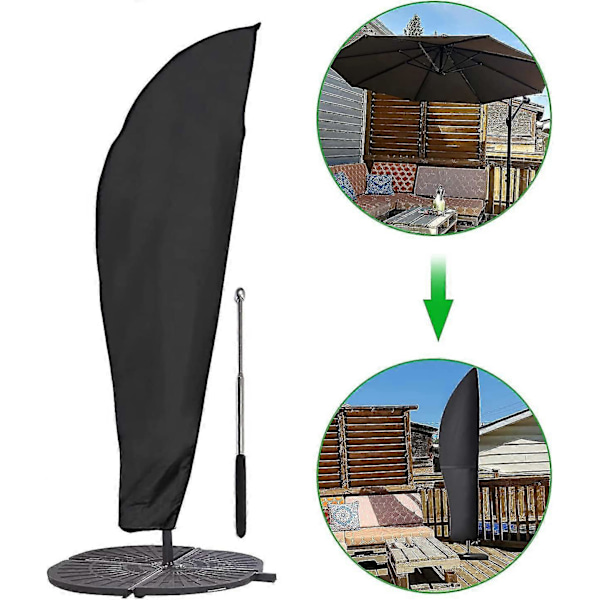 Parasolovertræk 3m 4m Med Lynlås 14m Lang Med Teleskopstang 280x30/80/45cm [DB]