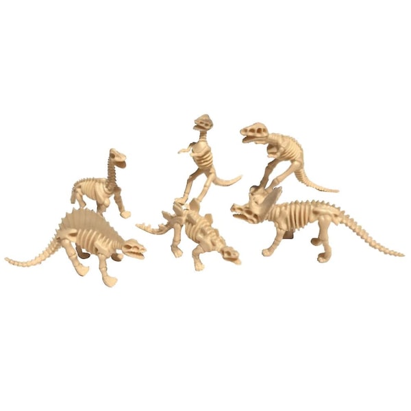 6 stk dinosaur-skjelettmodell giftfri simulering holdbar samling for barn