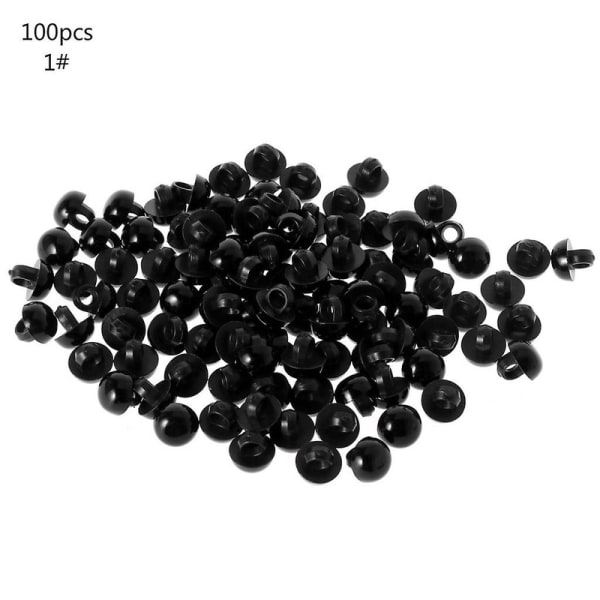 100x Svarta Knappar med Skaft DIY Sy Öga Skjorta Dockor DIY Hantverk 9/10/11.5/12.5/15mm Db 12.5MM