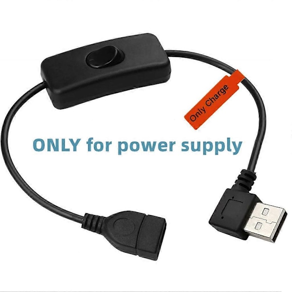 30 cm USB-kabel med bryter PÅ/AV Kabel Forlengelse USB Vifte Strømforsyning Linje Slitesterk Adapter Vippebryter for USB-lampe [db] Bend up