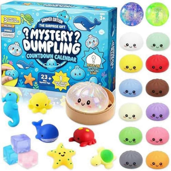 Rolig Mjuk Squishy Klämbar Dumpling 24 Dagars Adventskalender - Dekompression Fidget Leksaker Sortiment