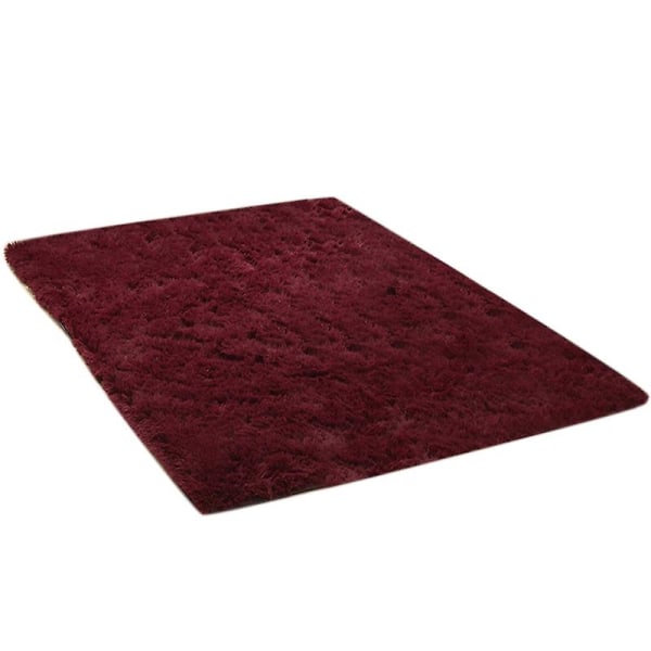 Varmt ultrablødt stue tæppe Shaggy børneværelse Gulvmåtte Tæppe Boligindretning Jikaix Wine Red 50 X 80cm