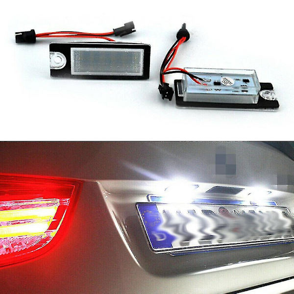 2 stk. Hvide LED-nummerpladelyspærer til Volvo S80 99-06 V70 Xc70 S60 Xc90 Dxy88 Nummerplade DB