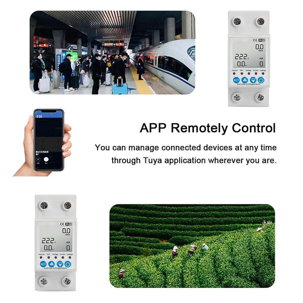 2p Tuya Wifi Intelligent Leakage Protecting Switch 63a Strömspänningsövervakning Kretsbrytare T