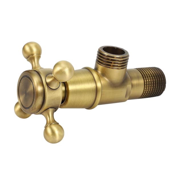Antikk messing trekantet ventil Vannkontrollventil Badkran Vannventil 1/2X1/2 Messing Angl [DB] Brass