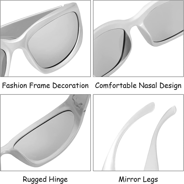 2 stk sjal rundt solbriller, stilige polariserte solbriller Uv400 Sports Futuristiske ovale briller For menn Kvinner Fiske Golf Kjøre Solbriller