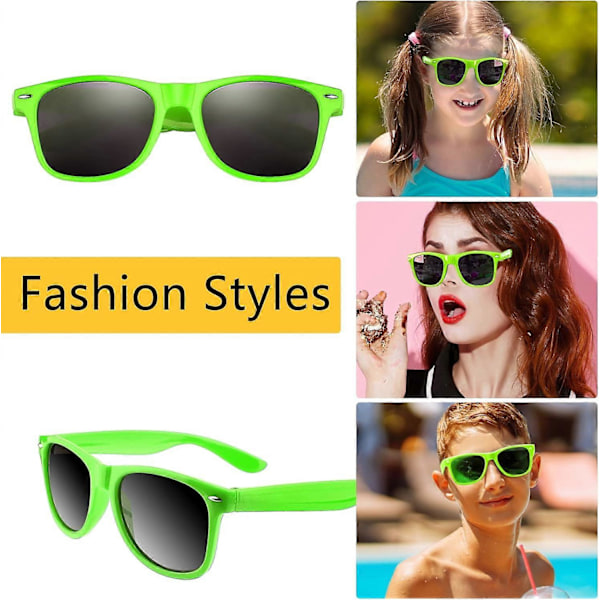 12 Pak Solbriller Neon Farver Solbriller Fest Favorer Goody Bag Fyld Bulk til Fødselsdagsfest Strand Pool Party, 12 Farver{ DB} Green