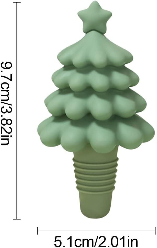 Julgransflaskpropp, återanvändbar silikonvinpropp, julchampagneproppar, vintillbehör för flaskor K[DB] Green