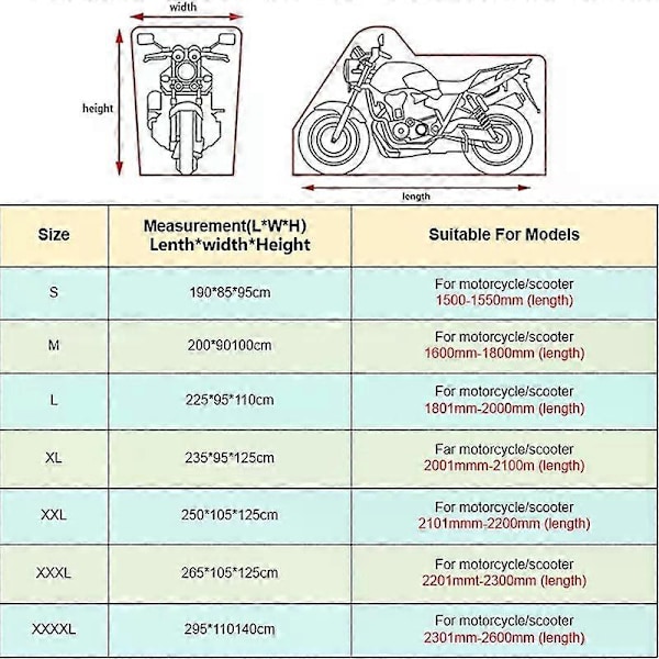 Gäller För HONDA VFR 800 1200x VFR750 VFR800X VFR800F VFR1200x Motorcykelöverdrag Utomhus UV-skydd Dammtät Regnskydd [db] Silver XL for 190cm