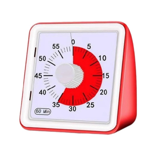 Visuell Nedtellingstimer for Klasserom Møter Kjøkken Stille Magnetisk Timer med Alarm Lettlest Display Intuitiv Visuell Skive Multifunksjonell [DB] Red