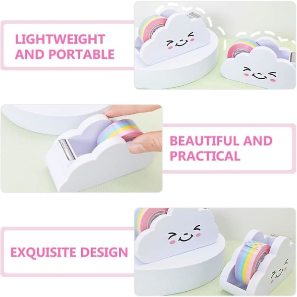 1 sett Tape Dispenser Rainbow Shape Washi Tape Dispensere Desktop Washi Papir Dispenser For Office Home School