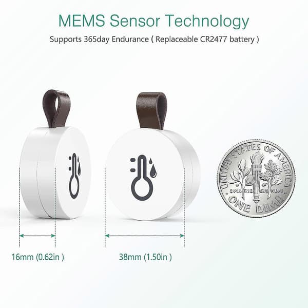 Bluetooth termometer hygrometer, trådløs termohygrometer mini, med smart sensor-app, datalogger og eksportdata for soverom, babyrom [DB] 1 pc