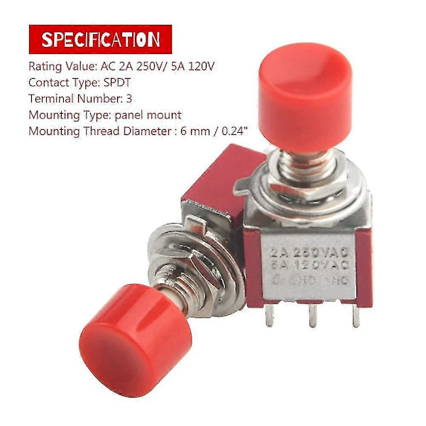15 kpl SPDT Hetkellinen Painonappikytkin - 3 Pin AC 2A 250V/ 5A 120V No/nc db