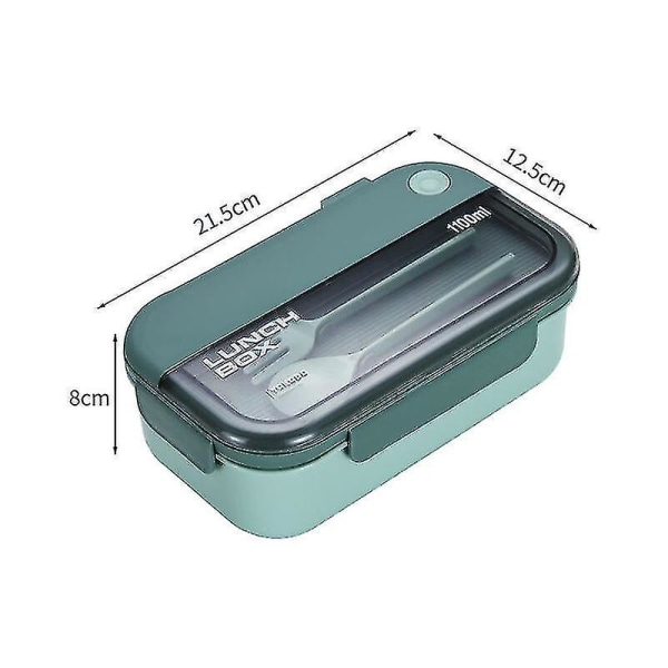 Lunchboks Bentoboks for skolebarn Kontorarbeider Mikrobølgeovn Oppvarming Lunsjbeholder Matbeholdere Lunsjboks  [dB} Green Rectangle