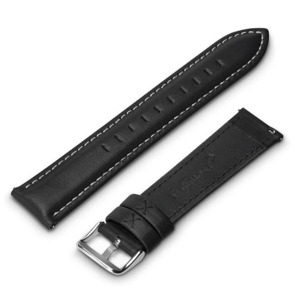 Fullmosa Ægte Læder Urrem til Smartwatches, 18mm, Quick Release til Mænd og Kvinder, Sort[DB]