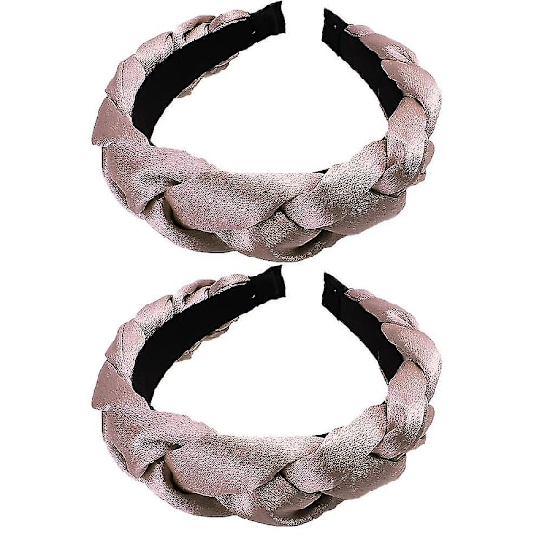 Sammetsflätade Hårband för Kvinnor, Mode Hårtillbehör, Korsade [DB] pink