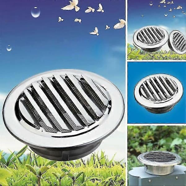 Langray Rund Ventilationsrist i Rustfrit Stål, Rundt Ventilationsgitter til Luftcirkulation på Badeværelse, Kontor og Loftrum - 80mm[DB]